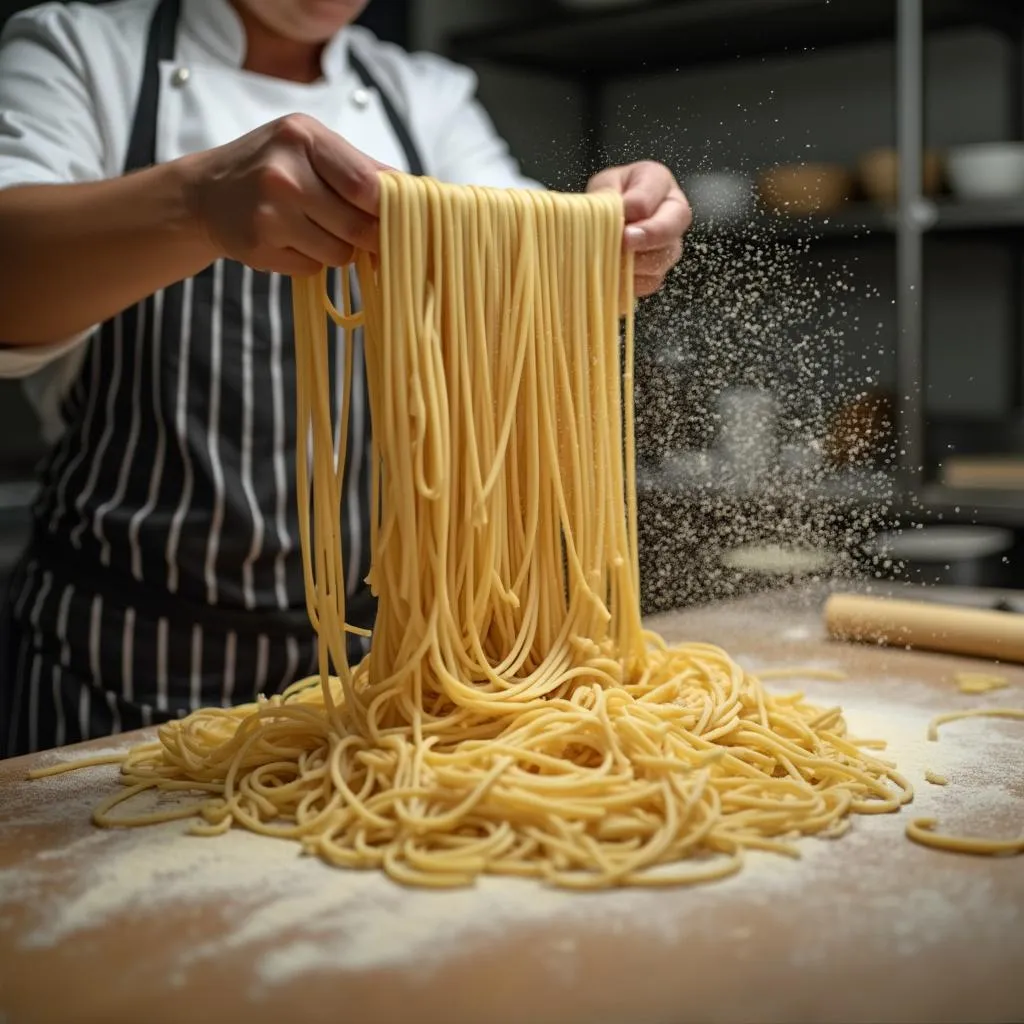 Elaboración de fideos frescos